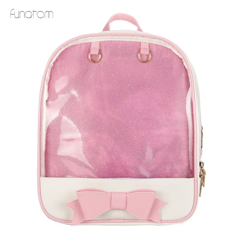 Прозрачные рюкзаки для женщин сумки в стиле Харадзюку с бантом школьные девочек