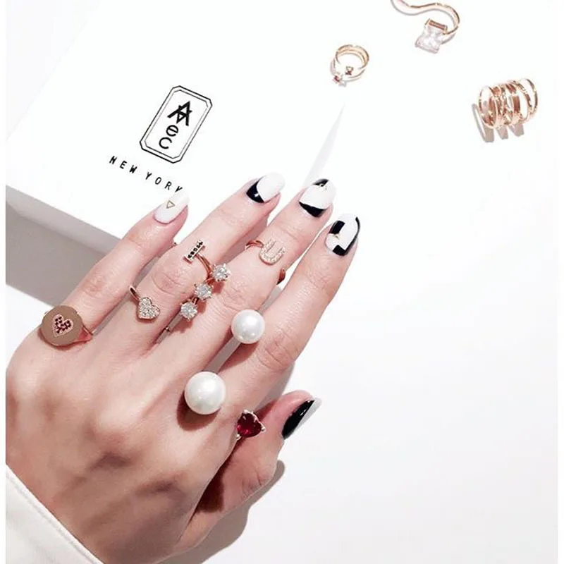 charm LOVE U ring fashion CZ heart loving cute fresh eternal S925 for woman girls adjustable open sweet finger jewelry | Украшения и