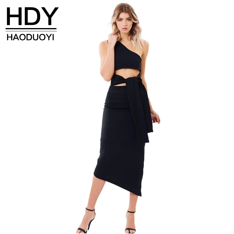 HDY Haoduoyi Мода 2017 г. платье Для женщин пикантные выдалбливают рукавов спинки Vestido