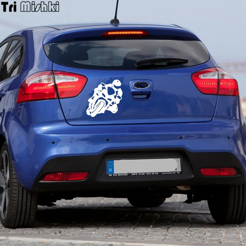 Tri Mishki HZX339# 15.5*15см biker on board байкер за рулем виниловые наклейки на авто наклейка для