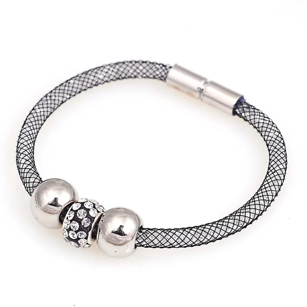 Сетчатая цепочка стразы с кристаллами внутри полностью из смолы браслеты