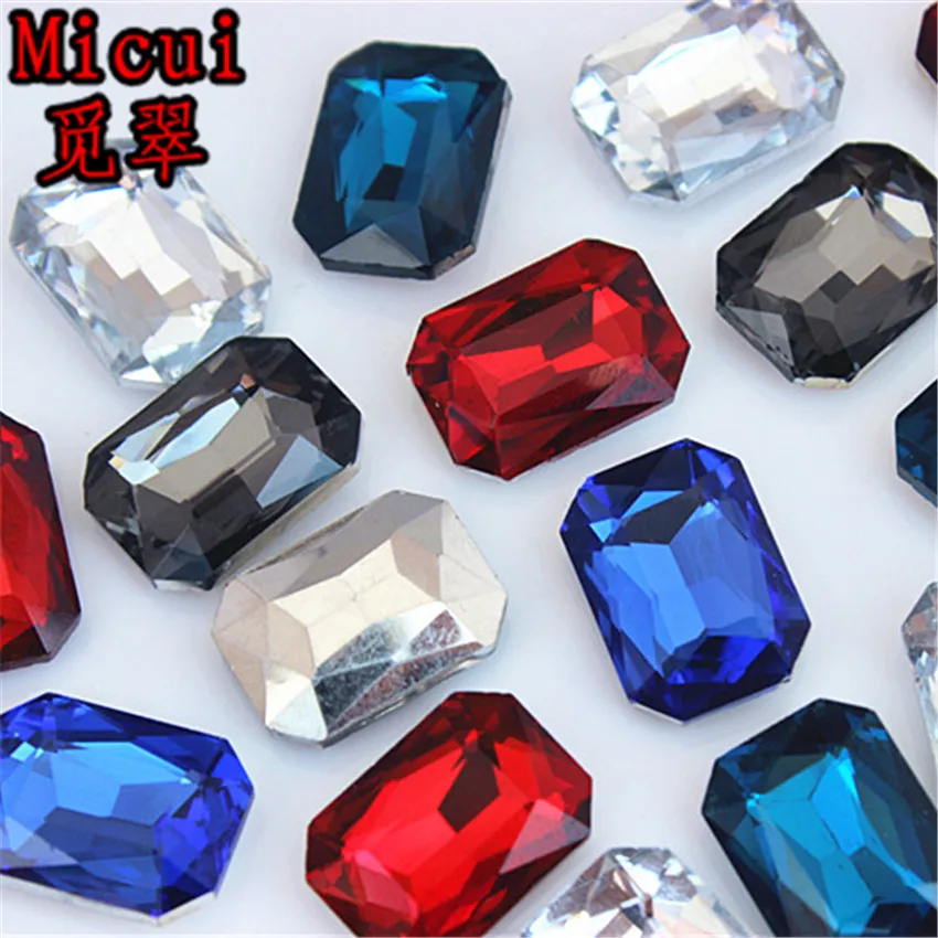 Micui 30PCS 13*18mm Rectangular octagonal Crystal Tip back Rhinestones Glass Crystals For Clothes Jewelry Decorations ZZ146 | Дом и сад