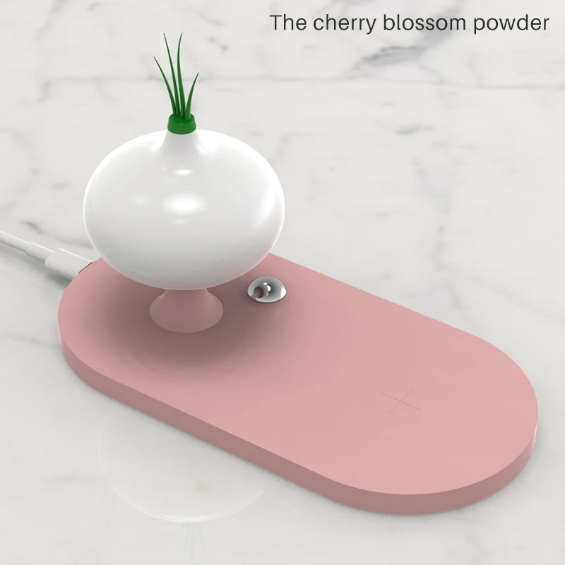 pink Беспроводной Зарядное устройство с светодиодный ночной Светильник для xiaomi samsung s 10 iphone x, 8, 7, Портативный быстро Зарядное устройство Кнопка Управление лампа - Тип штекера: pink