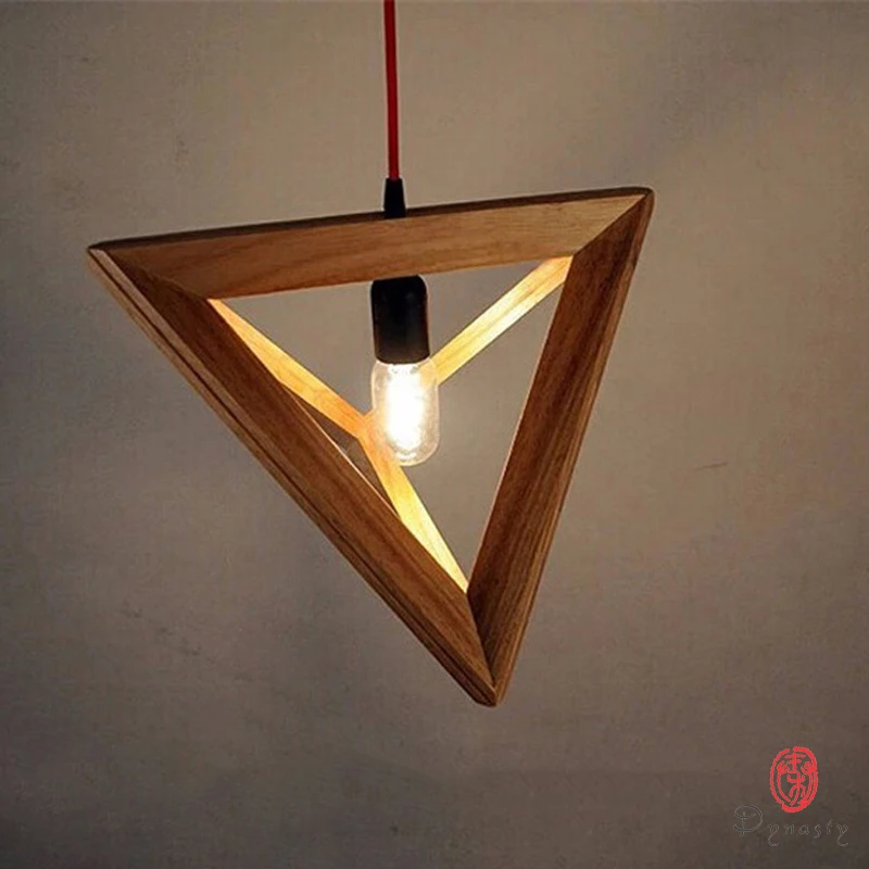 Многоугольные деревянные подвесные светильники династии треугольные Необычные
