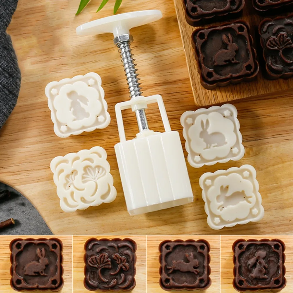 4 кроликов штампы форма для выпечки Луна DIY квадратный Mooncake Декор инструмент 63 г |