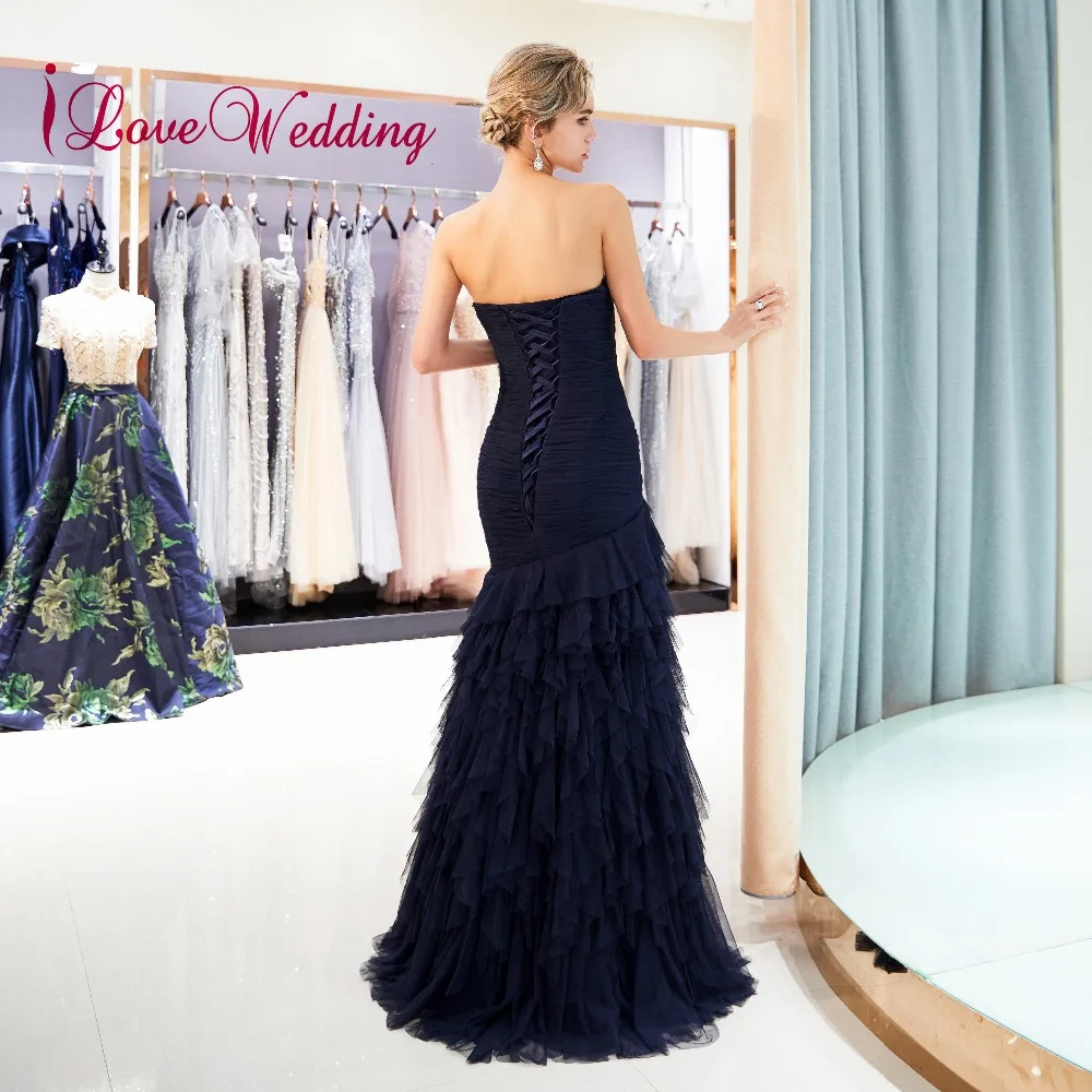 ILoveWedding Праздничное платье Longo Милая Темно синие Тюль изготовление под заказ
