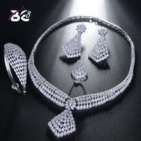 be 8 brilliant cz jewelry sets for women bridal wedding sets 4 pcs earring necklace ring bracelet gift parure bijoux femme s226