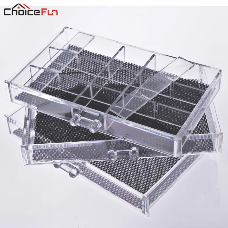 Пластиковый органайзер для косметики CHOICE FUN 3 ящика прозрачная акриловая коробка