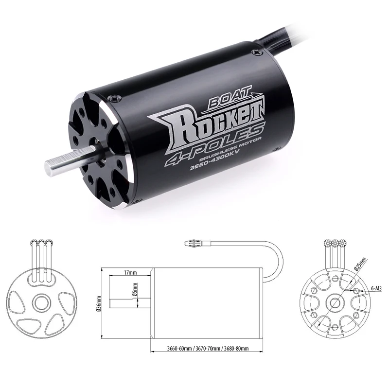 SURPASSHOBBY Rocket 3660 3250KV 2600KV 4P бесщеточный мотор для Traxxas M41 катамаран Спартан 800 мм 1000 RC