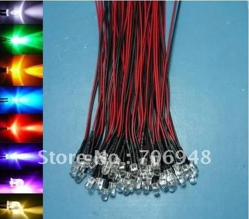 160pcs  8 Colour Mixed 5mm Pre Wired LEDs Light 12V DC 20cm Bulb Great Deal good quality