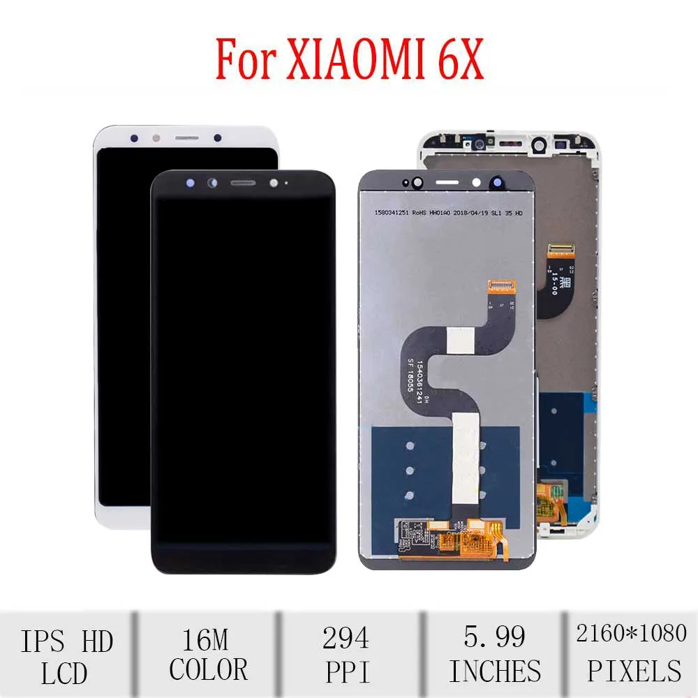 5 99 &quotоригинальный для Xiaomi mi A2 ЖК-дисплей сенсорный экран с рамкой дигитайзер 6X