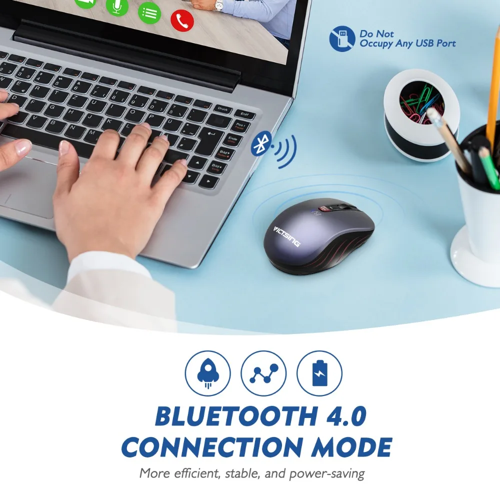 VicTsing Bluetooth мышь 2 4G беспроводная портативный эргономичный компьютерная для Windows