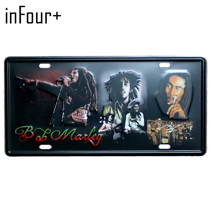[InFour +] Новая металлическая пластина для Боба Марли автомобильная Жестяная