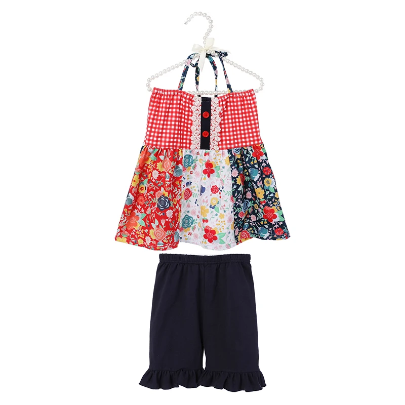 

Kaiya Angel 2019 New Aeeival 2 Piece Set Children Floral Printed Top + Solid Cotton Ruffle Pants Summer Girl Clothing Outfits