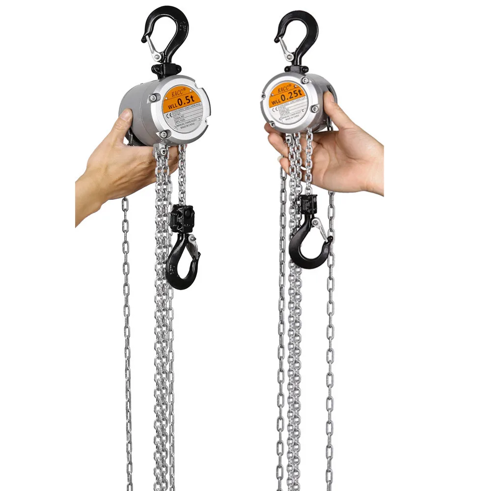 

KACC Mini Hand Chain Hoist Hook Mount 0.25/0.5 Ton Capacity 3M Lift CE Certificate Portable Manual Lever Block Lifting