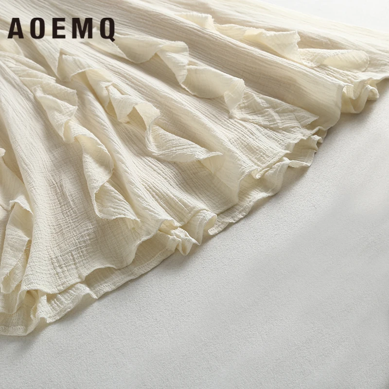 AOEMQ/модные юбки с подкладкой из хлопка; однотонные драпированные юбки принцессы в стиле феи, рыбий хвост; юбки трапециевидной формы с высокой талией