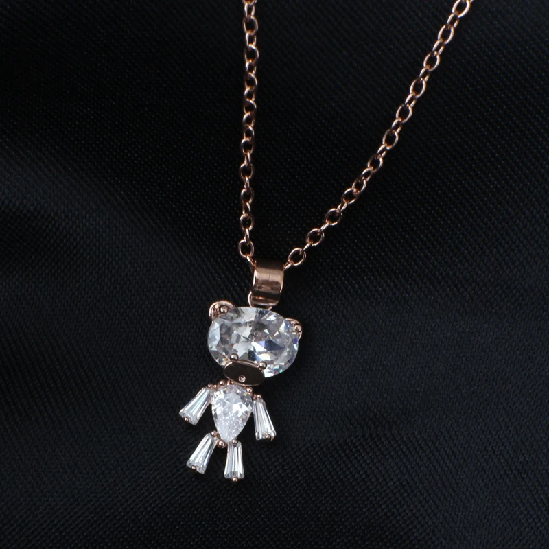 Женское колье с медвежатой цепочкой Manxiuni Серебряное украшение кристаллом из