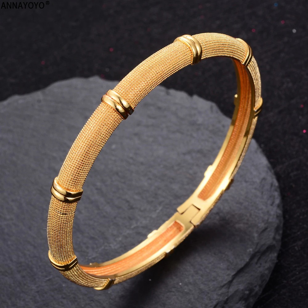 

Annayoyo 1pcs New Pattern Middle East Bangle for Women Men18k Gold Color Dubai Bracelet AfricaN/Arab/Ethiopian Jewelry Gift B15