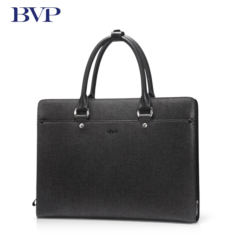 BVP известный бренд высокое качество мужской портативный портфель натуральная кожа сумка для ноутбука деловая черная натуральная кожа мужская сумка на молнии J40