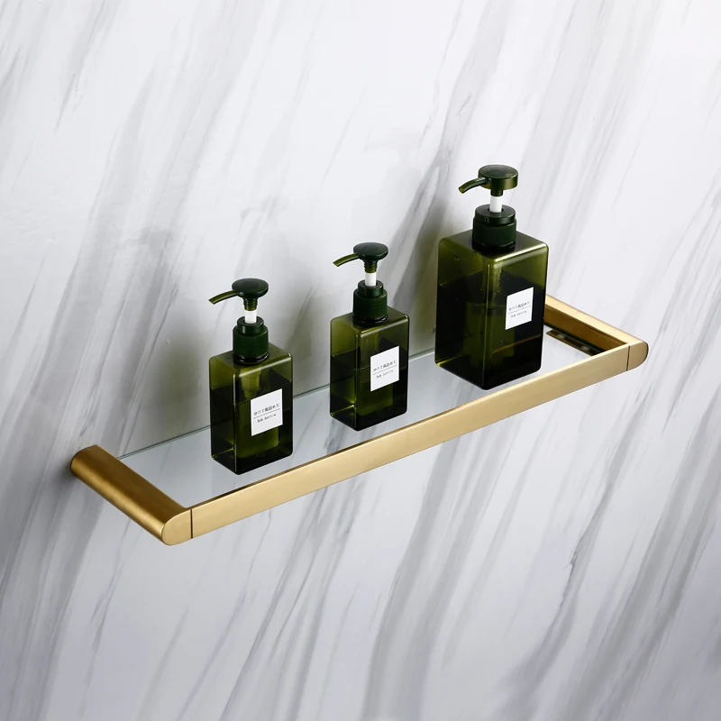 

Bathrom Shower Shelf Wall Mounted Gold Bathroom Hardware Set Corner Shelf Organizer 304 Stainless Steel Brushed