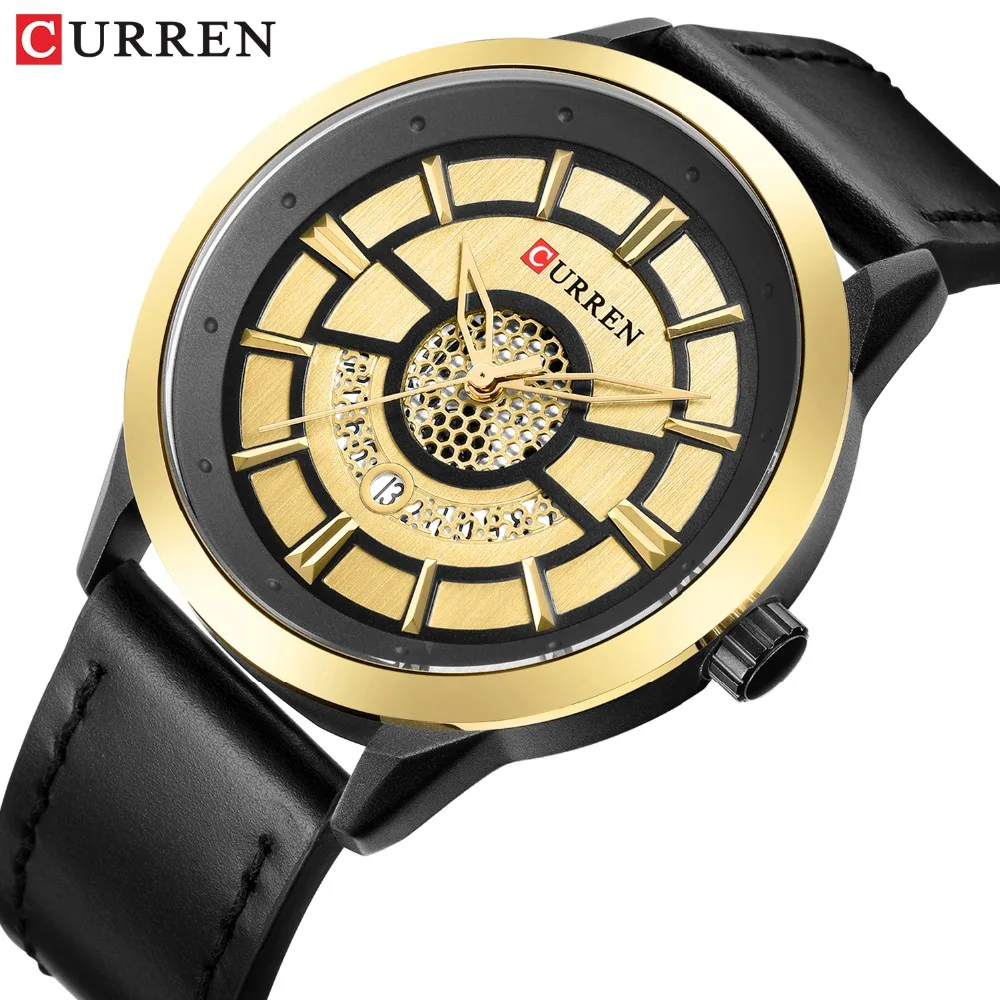 

CURREN Men Watch Fashion Date Calendar Genuine Leather Quartz Watch Gent gifts Simple Design Military Clock orologio uomo