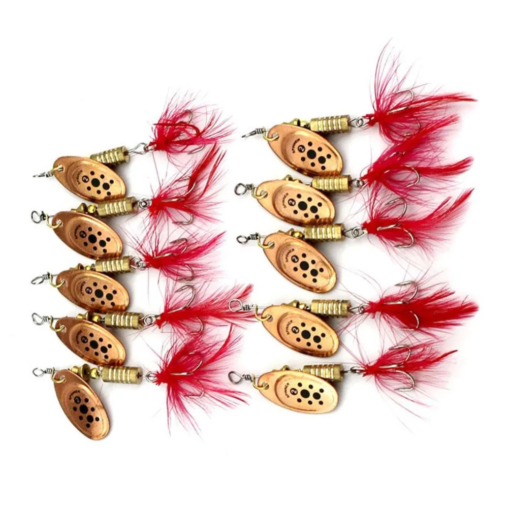 Новый 10 шт. блесны Перо Набор ложек и поварёшек Рыбалка приманки Металл/Перо 8.4 г 7