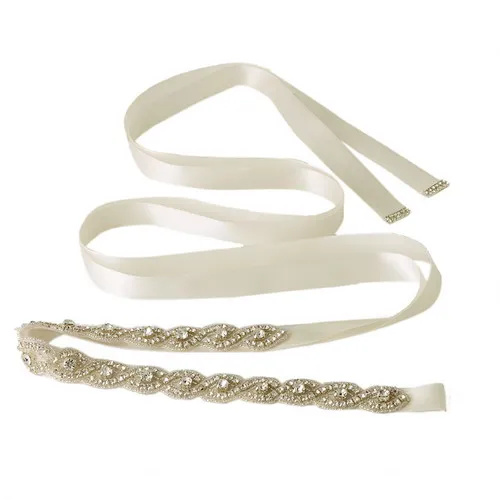 Ivory TOPQUEEN S28 черный пояс с бисером черная лента пояс с ремни со стразами для торжественных платьев алмазный пояс красный цвет слоновой кости свадебный пояс - Цвет: Ivory