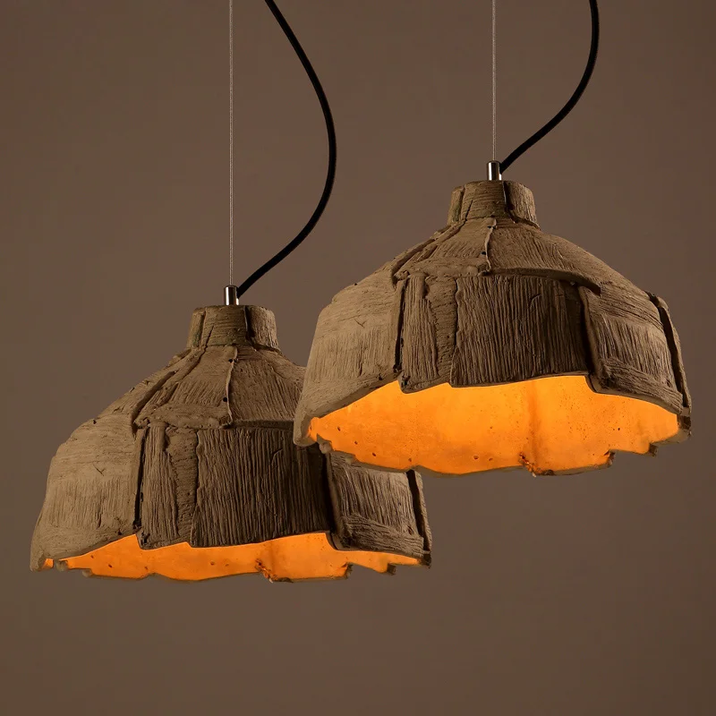 

Modern Nordic Cement Wood Like Pendant Lights Restaurant Bar Cafe E27 Base Pendant Lights Art Home Lustres De Sala Hanging Lamps