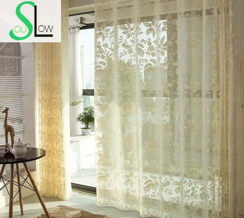 Занавески кремового цвета Slow Soul с вышитыми цветами в Корейском стиле европейские