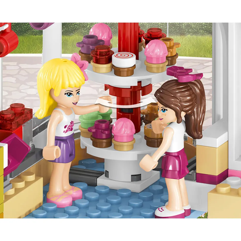 460 шт. небольшие строительные блоки совместимые с Lepinging друзьями Heartlake City Cupcake Cafe