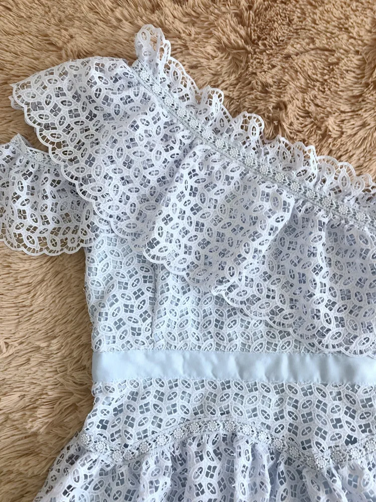 Женские платья Автопортрет 2018 летний сексуальный светильник синее кружевное