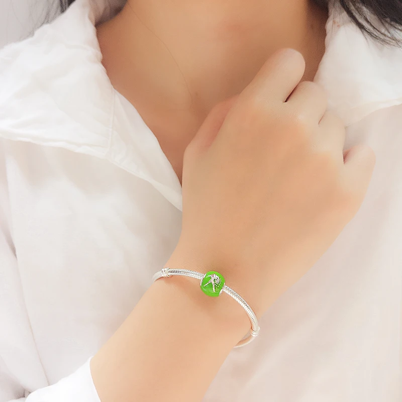 STEP FORWARD 100% 925 Sterling Silver Green Enamel Aquarius Constellation Charm Fit Bracelet and Necklace Fashion Jewelry | Украшения и