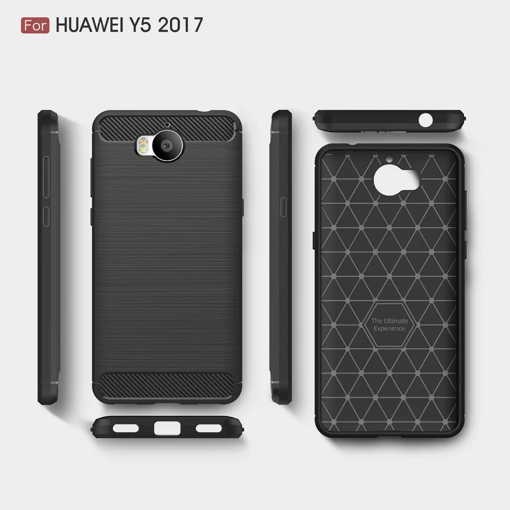 Чехол Etui для Huawei Y6 2017 силиконовый чехол Y5 Y3 из мягкого углеродного волокна с