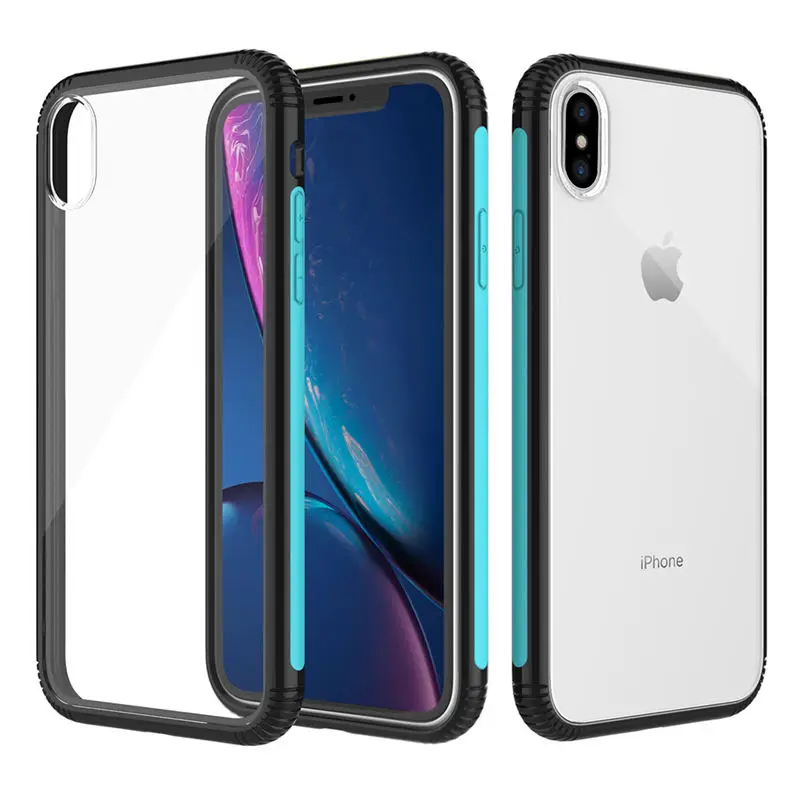 TURATA Colorful Frame Case For iPhone X XS/XS Max Soft TPU Ultra Thin Mixed Silicon Hard PC Transparent for XS |