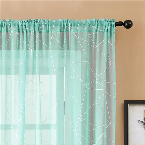 Light Blue Topfinel геометрический Nordic стиль окна Шторы украшения современный прозрачная шифоновая Шторы s для гостиной Тюль Шторы s шторы - Цвет: Light Blue