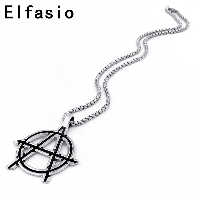 Женский кулон в виде знака анархии с ожерельем из нержавеющей стали цепочка