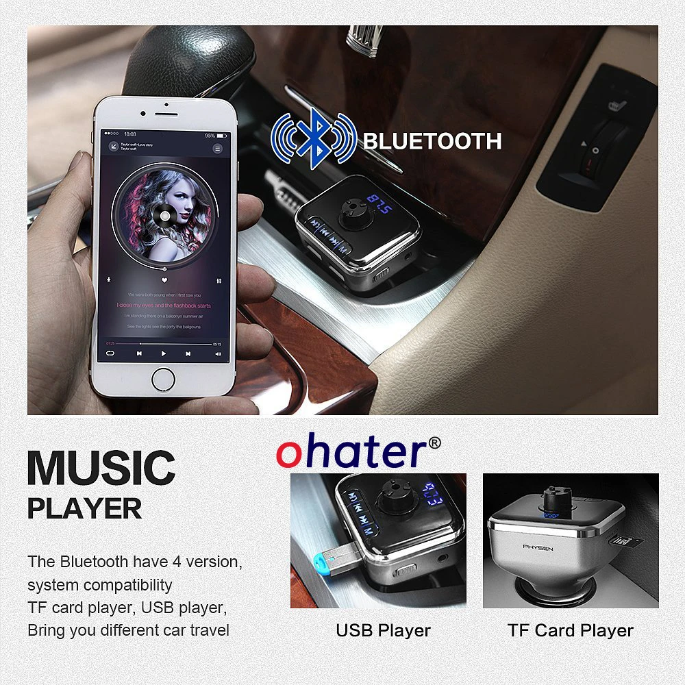 Ohater Bluetooth FM передатчик для автомобиля беспроводной радио адаптер автомобильный