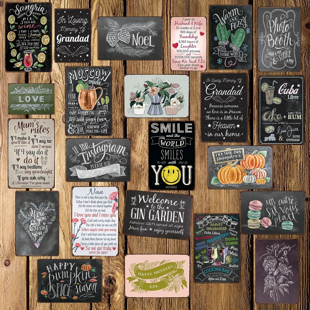 

[ DecorMan ] SMILE Garden MUM RULE Cocktail Tin Signs Custom wholesale Metal Paintings Bar PUB Decor DD-1691