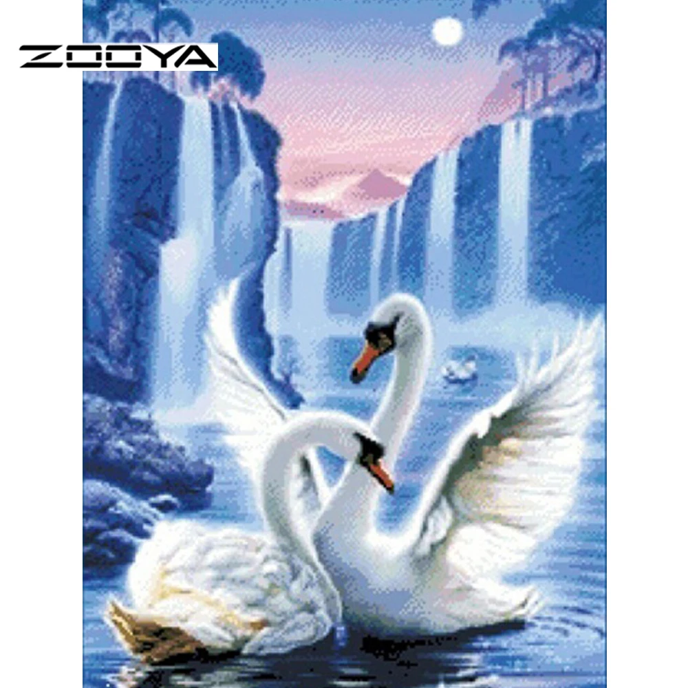 

ZOOYA Diy Diamond Painting Cross Stitch Kit Diamond Embroidery 5D Diamond Mosaic Crafts Needlework Swan Home Decorations F401