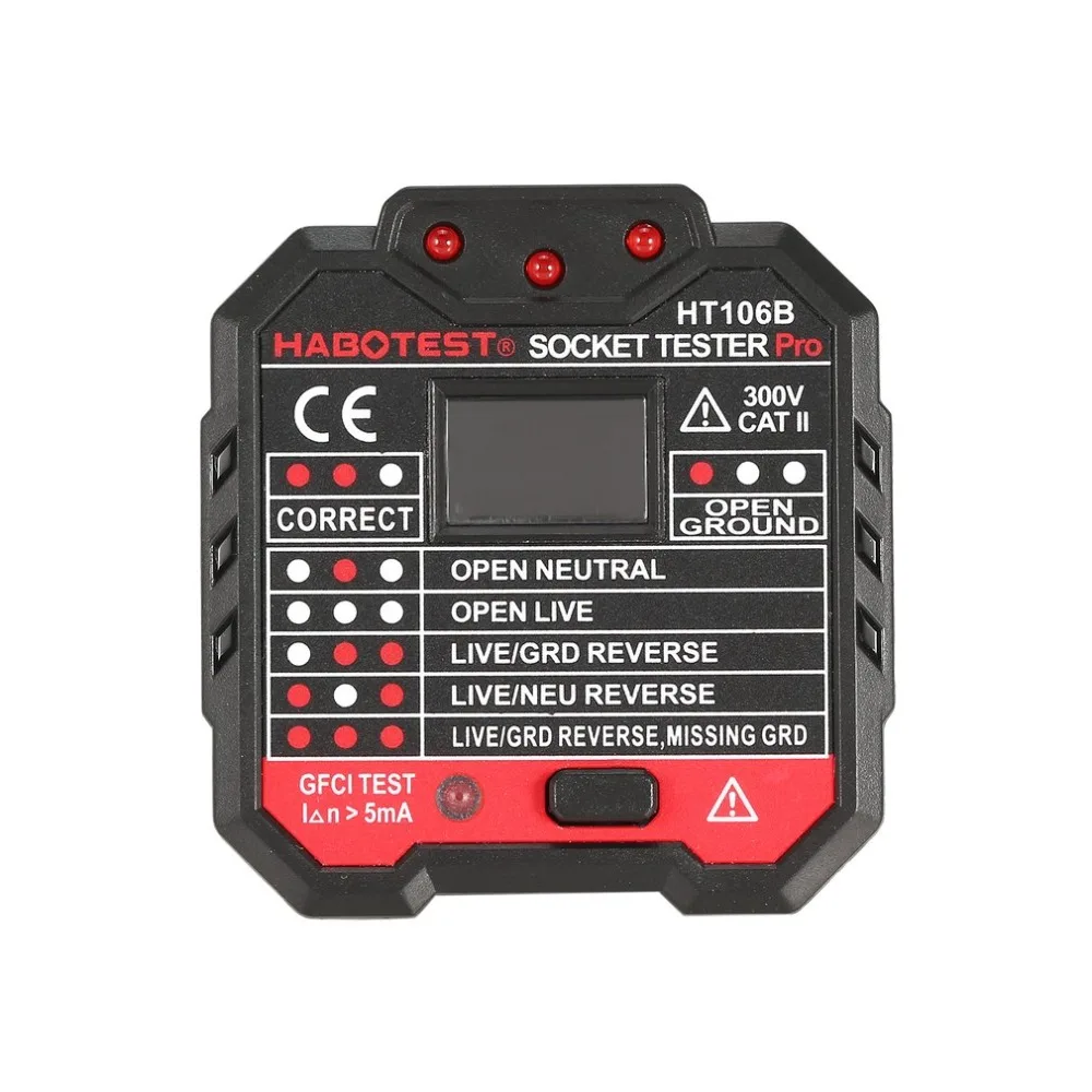 HABOTEST HT106B Socket Testers Voltage Test detector AU Plug Ground Zero Line Polarity Phase Check |