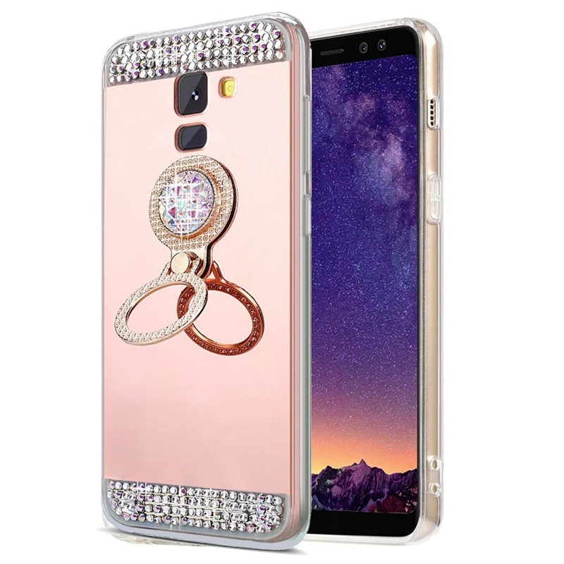 Чехол Funda A8 2018 с алмазным зеркалом мягкий силиконовый чехол для Galaxy Plus Samsung A7 A9 S9 S10e