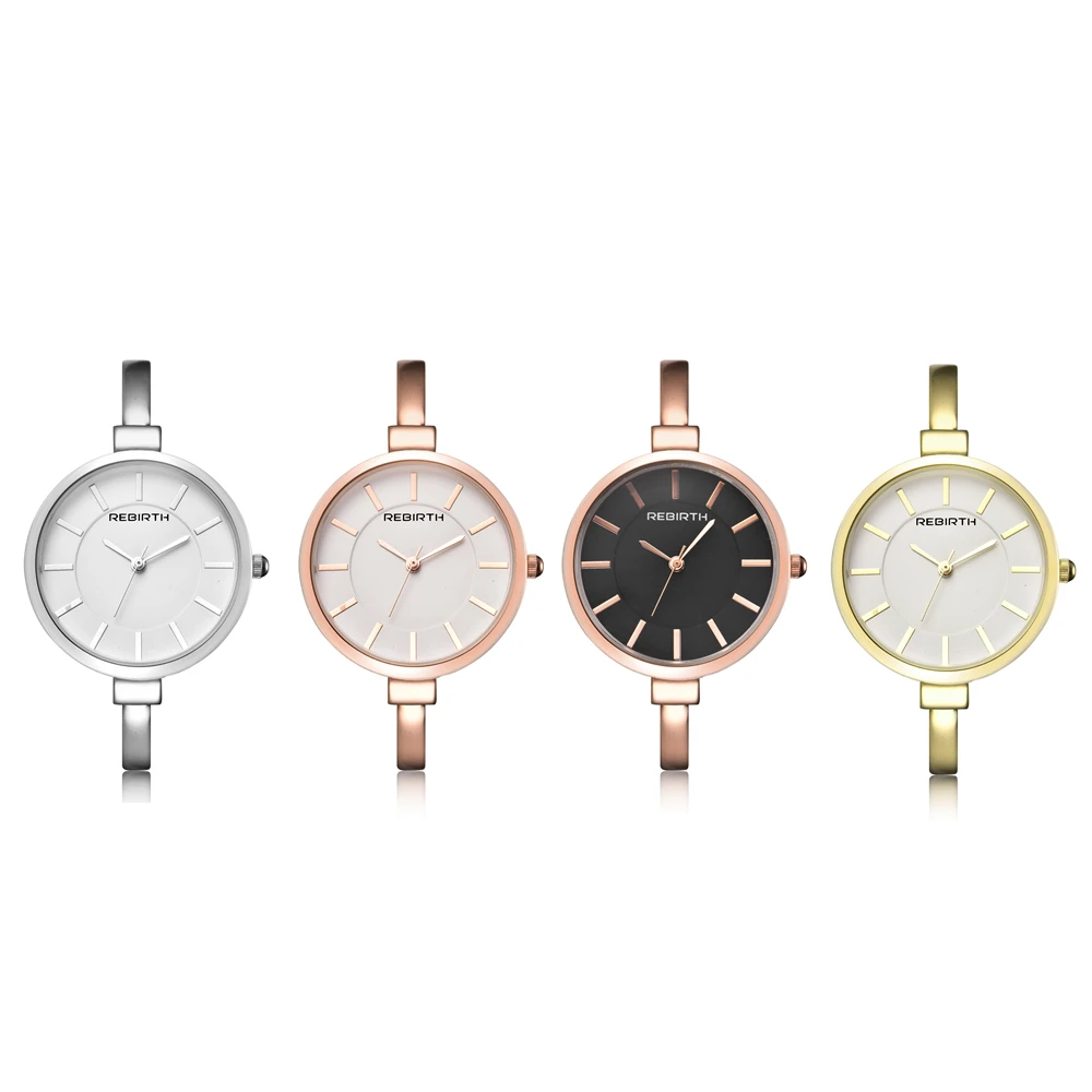 

REBIRTH Luxury Brand Watch Women Waterproof Stainless Steel Quartz Watch Roman Scale Multi Cutting Surface Mirror Bracelet Watch