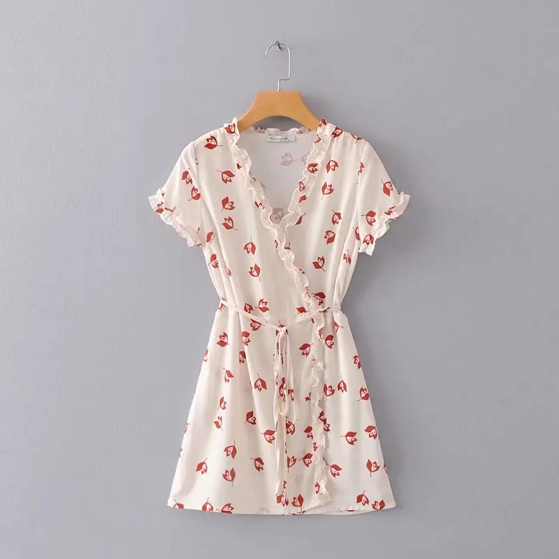 HLMFS/стильное винтажное платье для девочек с цветочным принтом и перекрестным