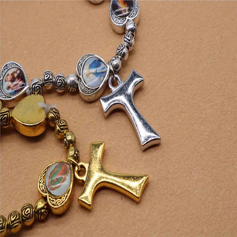 Браслет из эластичного сплава с изображением сердца и Иисуса|Плетеные браслеты| |