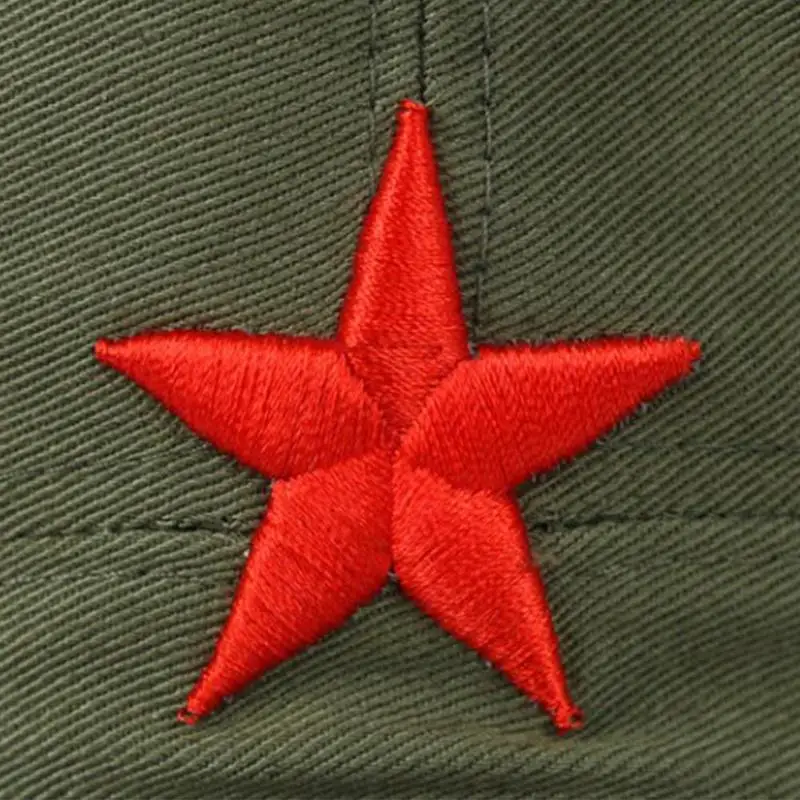 Военная Униформа Кепки Красной вышивкой звезды Кепки военная шляпа от солнца Армейский зеленый плоский головные уборы для мужчин и женщин Винтаж костной ткани для мальчиков и девочек