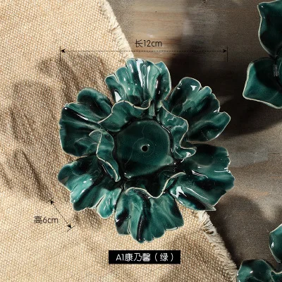 Lotus Camellia керамический цветок подсвечник фигурки Романтический домашний декор фарфоровые фигурки ручной работы свадебные украшения для дня рождения подарок - Цвет: A1 carnation