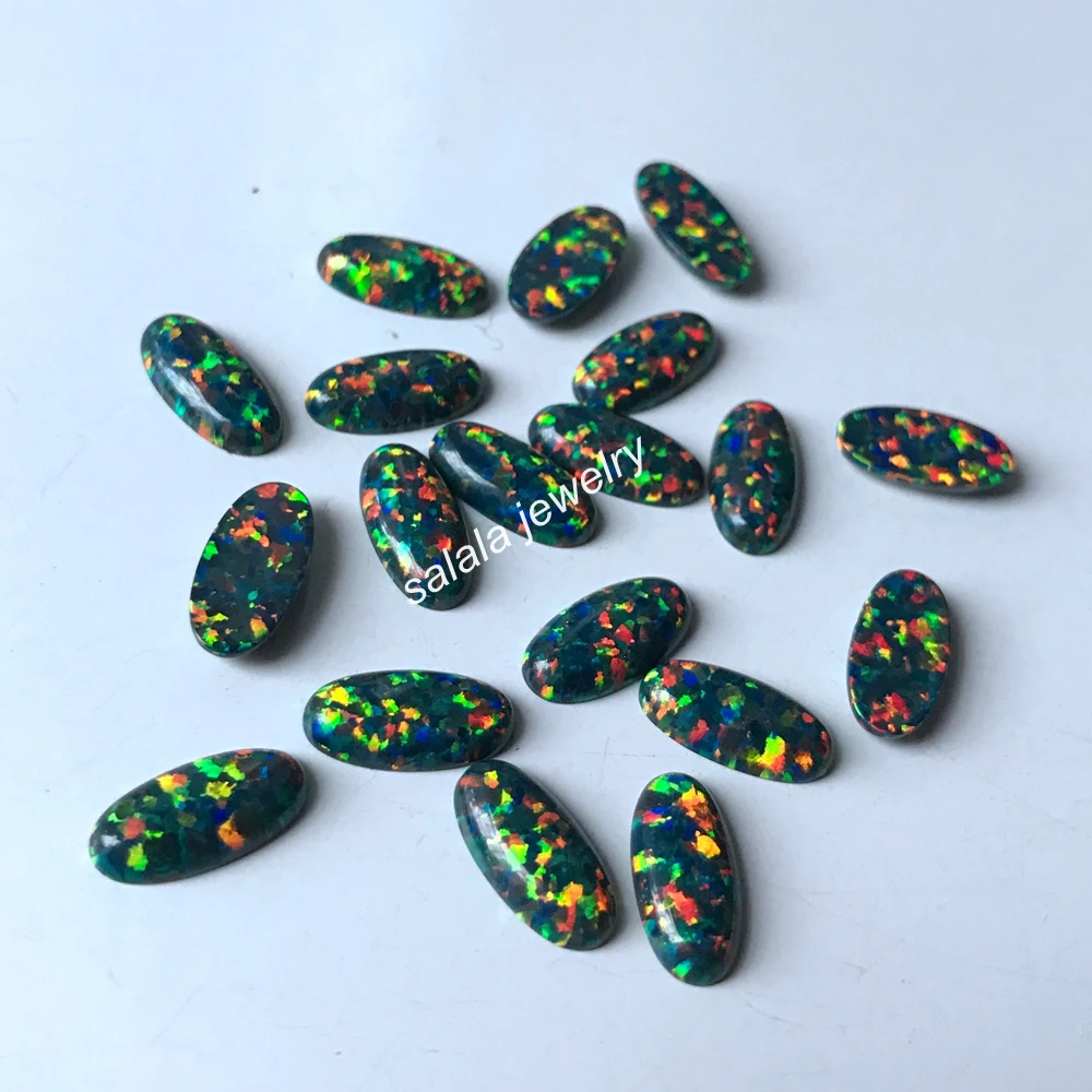 Овальный опал оп32 черный синтетический огненный овальный кабошон 50 шт./лот 6x12