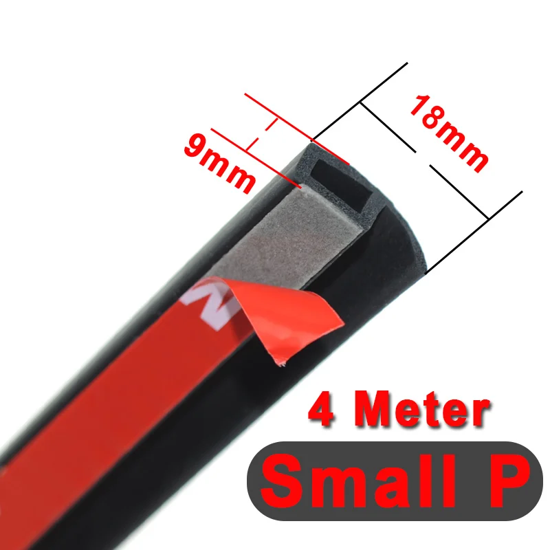 wide 18mm small P 4 метра шт/Лот p звукоизоляция резиновый уплотнитель на дверь автомобиля Тип автомобиль звукоизоляция уплотнительное Прокладки Резиновые Уплотнения Шум погоды резиновые 3 м Липкая лента - Цвет: wide 18mm small P