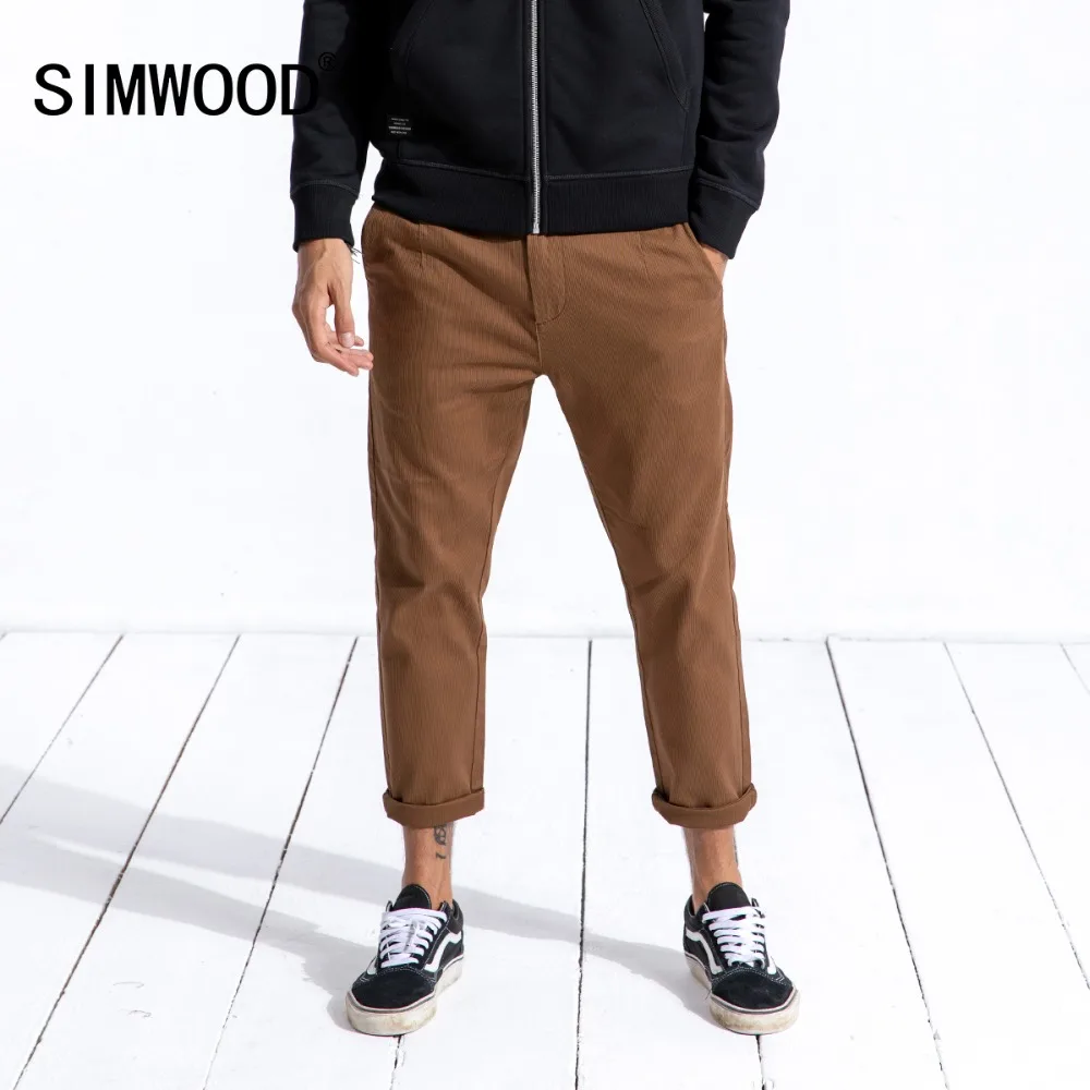 Мужские демисезонные брюки SIMWOOD повседневные облегающие штаны 2019 вельветовые