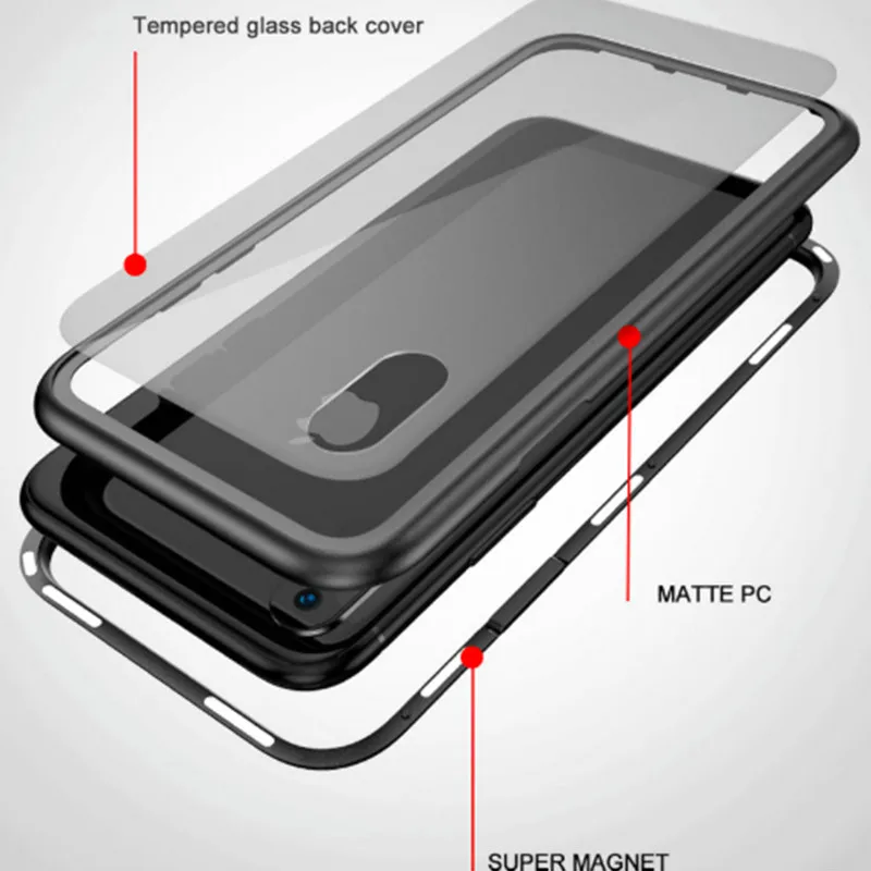 FTAIDKJ 360 Magnetic Adsorption Phone Case For iphone 7 Tempered Glass Back Cover iPhone 6 6S 8 Plus X 10 Magnet Capa |